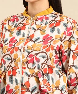 Floral printed linen bomber jacket 5