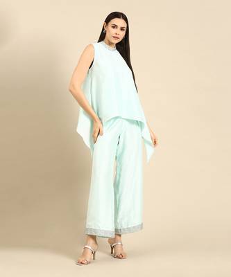 Aqua blue silk co ord set 1