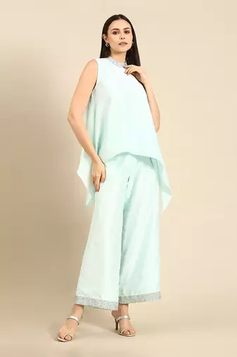 Aqua blue silk co ord set