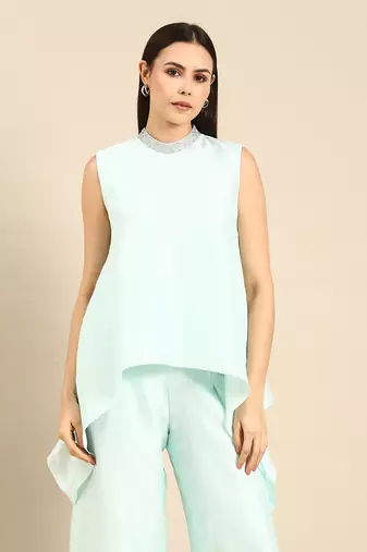 Aqua blue silk co ord set