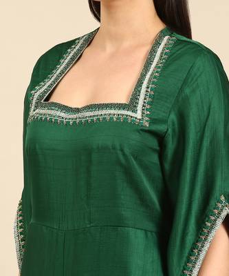 Green silk embroidered jumpsuit 5