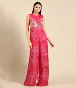 Pink chanderi printed jump suit
