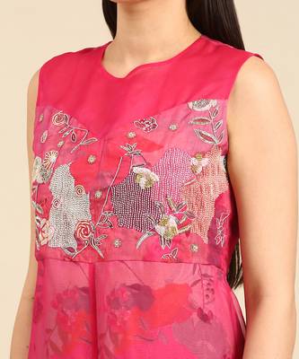 Pink chanderi printed jump suit 5
