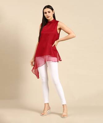 Maroon organza short top 1