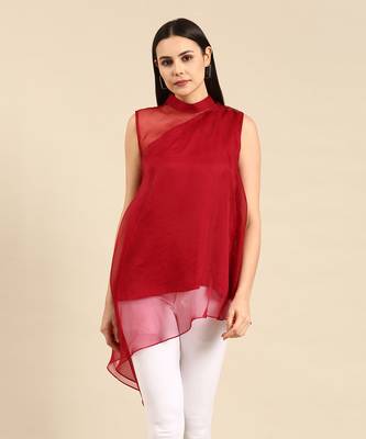 Maroon organza short top 2