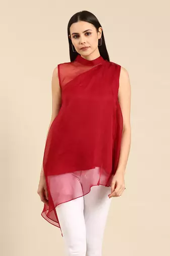 Maroon organza short top