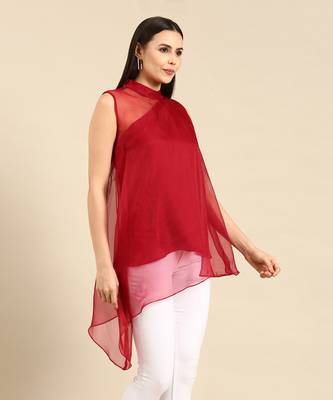 Maroon organza short top 3