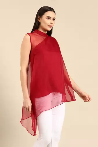 Maroon organza short top