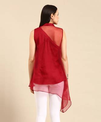 Maroon organza short top 4