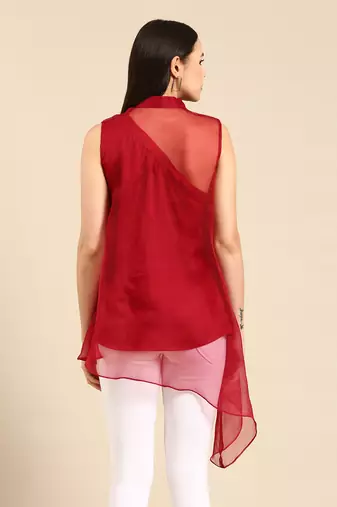 Maroon organza short top