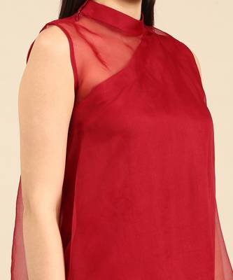 Maroon organza short top 5