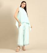 Aqua blue silk short top