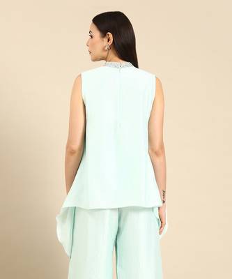 Aqua blue silk short top 4