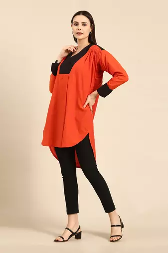 Orange & black cotton top
