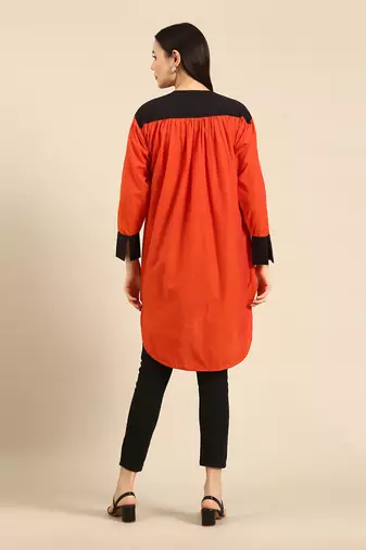 Orange & black cotton top