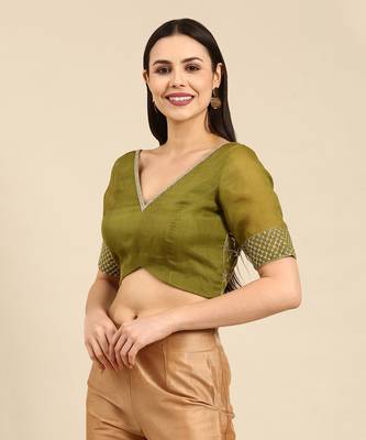 Green Embroidered Organza Blouse 2
