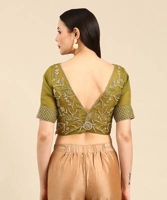 Green Embroidered Organza Blouse 3
