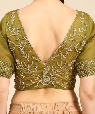 Green Embroidered Organza Blouse 4