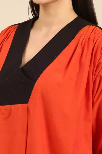 Orange & black cotton top