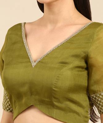 Green Embroidered Organza Blouse 5