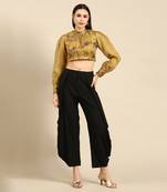 Yellow Printed Chanderi Blouse