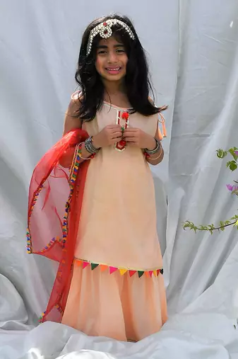 Peach gulbahar sharara set