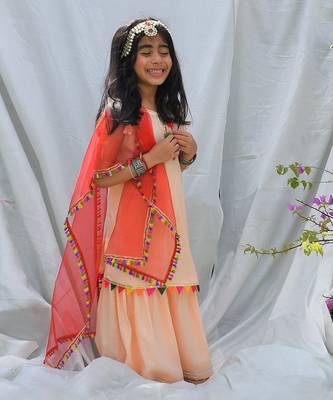 Peach gulbahar sharara set 3