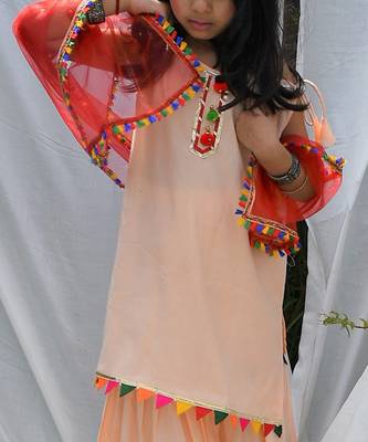 Peach gulbahar sharara set 4