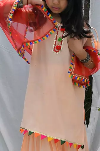 Peach gulbahar sharara set