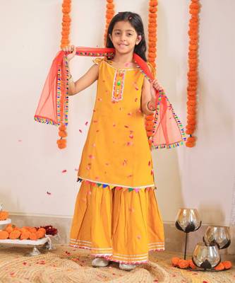 Mustard marigold sharara set 1
