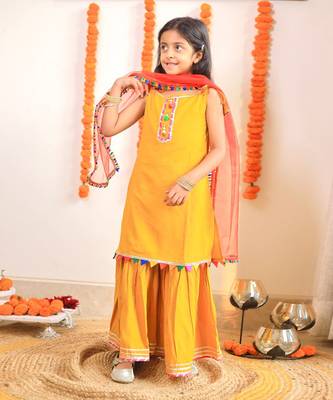 Mustard marigold sharara set 3