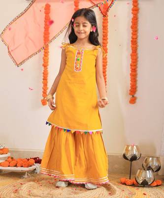 Mustard marigold sharara set 4