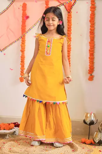 Mustard marigold sharara set