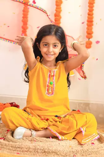 Mustard marigold sharara set