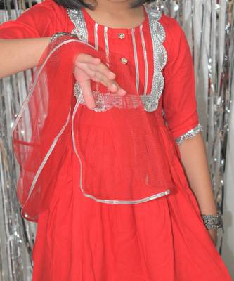 Red peony dhoti set 5