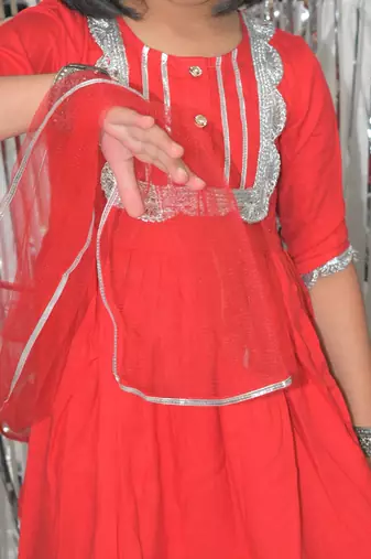 Red peony dhoti set