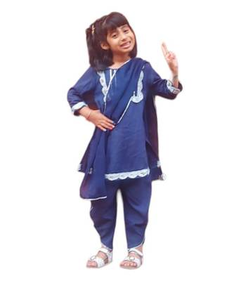 Blue peony dhoti set 1