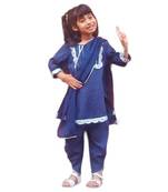 Blue peony dhoti set