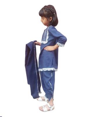 Blue peony dhoti set 2
