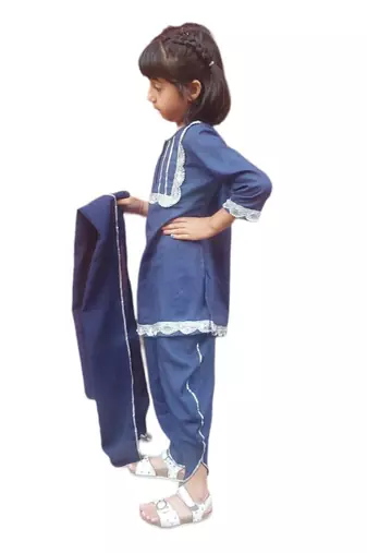 Blue peony dhoti set