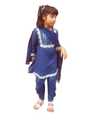 Blue peony dhoti set 3