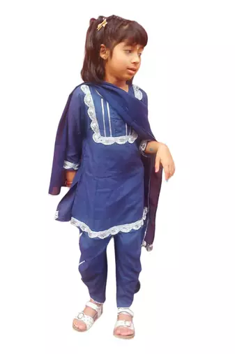 Blue peony dhoti set