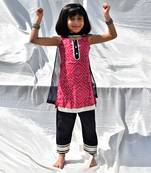 Pink & blue bhandhani kurti set