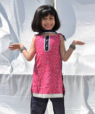 Pink & blue bhandhani kurti set 3