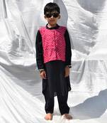 Pink & blue bhandhani jacket kurta set