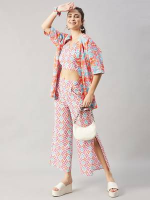 Winered women geometric print 3 pcs coord set 1