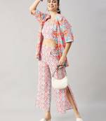 Winered women geometric print 3 pcs coord set