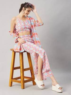 Winered women geometric print 3 pcs coord set 3