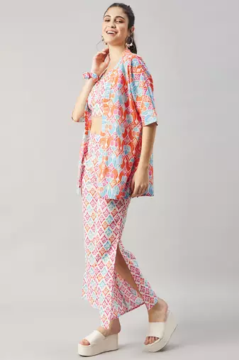 Winered women geometric print 3 pcs coord set