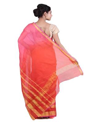   Red Kota Silk Saree With Zari Border 2